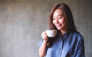 Model Drinking Bona Vita's Instant Coffee in the Philippines